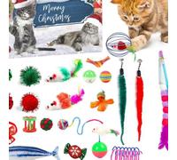 Generisch Calendrier de l'Avent 2024 pour chat - Calendrier de Noël - 24 jouets pour chat - Calendrier de Noël interactif - Jouet pour chaton - Balles de chat - Calendrier de l'Avent 2024 pour chats