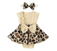 Generisch Calendrier de l'Avent Chevaux Infant Fille Sans Manches Imprimé Fleur Body Nouveau-né avec Bandeaux pour Vêtements Filles Pour Été 152, beige, 3-6 mois