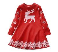 Generisch Calendrier de l'Avent Ma Vie Enfant Enfant Hiver Noël Manches Longues Flocons de Neige Pull Robe Princesse Robe Chaude pour Bébé Vêtements Noël Rouge Marine Été pour Fille, rouge, 4 ans