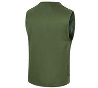 Generisch Cam Chemise Homme Fermeture Éclair Casual Multi Poches Veste sans Manches Manteau Costume Britannique Gilet Blouse Homme Chemise Noir Rose, Vert armée., XL