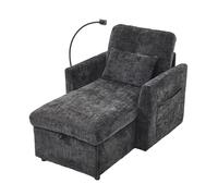 Generisch Canapé-lit multifonction, fauteuil lounge avec support pour téléphone, adapté au salon, à la chambre et aux petits appartements,Noir