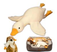 Generisch Canard apaisant pour chien, en peluche, oie en peluche, jouet pour chien, canard blanc, pour soulager l'ennui, l'exercice, l'entraînement social, l'intérieur et l'extérieur (90 cm)