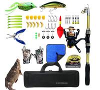 Generisch Canne à pêche télescopique, kits de pêche pour adultes, légère, pliable, pour la pêche en eau douce salée, cadeaux pour hommes et femmes, accessoires de pêche