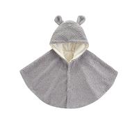 Generisch Cape à capuche en velours uni pour bébé fille et garçon, gris, 6-8 ans