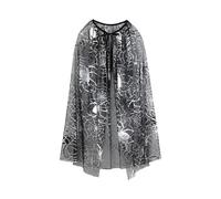 Generisch Cape d'Halloween unisexe avec motif toile d'araignée - Cape en tulle transparent avec araignées pailletées | Accessoire de costume léger pour adultes et enfants, Style_c04 Argent, taille