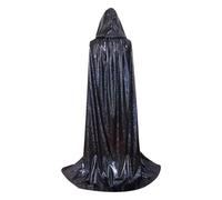 Generisch Cape médiévale à capuche pour adulte - Cape brillante pour cosplay, fêtes costumées et événements à thème, Noir , 130