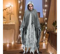 Generisch Cape médiévale pour Halloween, terrible costume de faucheuse, cape longue d'Halloween, robe de déguisement, costume à capuche, accessoire de cosplay pour homme et femme