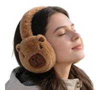 Generisch Capybara Cache-oreilles - Bandeau pliable de 12 cm de hauteur - Cache-oreilles en peluche - Bandeau doublé en polaire anti-gel - 110 g - Joli cache-oreilles résistant au froid - Garde au