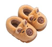Generisch Capybara Chaussons unisexes antidérapants doux et confortables parfaits pour les enfants et les parents, Chaussures en coton marron clair, 24/25 EU Weit