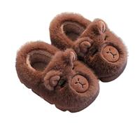 Generisch Capybara Chaussons unisexes antidérapants doux et confortables parfaits pour les enfants et les parents, Chaussures en coton marron foncé, 34/35 EU Large