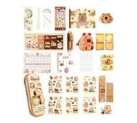 Generisch Capybara Ensemble de papeterie mignon - Ensemble de fournitures scolaires au design mignon - Kit de papeterie Capybara - Pour maternelle, rentrée scolaire, anniversaire, b, Siehe