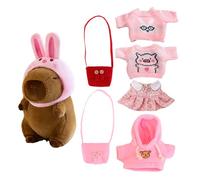 Generisch Capybara Peluche Capybara, 25 cm, coussin en peluche, contient 1 bonnet de lapin, 4 tissus, 2 poches, cadeau pour et filles de âges