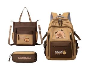 Generisch Capybara Sac à dos, cartoon Capybara, sac à dos d'écolier avec trousse - Accessoires d'écriture - Ensemble sac à dos d'écolier pour étudiants, adolescents, chemins scolaires, anniversaire