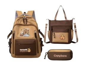 Generisch Capybara Sac à dos, cartoon Capybara, sac à dos d'écolier avec trousse - Accessoires d'écriture - Ensemble sac à dos d'écolier pour étudiants, adolescents, chemins scolaires, anniversaire