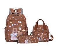 Generisch Capybara Sac à Dos Cartoon - Design Adorable Multi-pièces avec Trousse Assortie et Sac à déjeuner isolé pour Filles, école, Voyage, Utilisation en Plein air, 350 g, Marron foncé