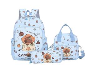 Generisch Capybara Sac à dos | Ensemble mignon de 3 pièces avec sac à déjeuner et trousse à crayons | Sac à livres esthétique pour adolescents, étudiants, enseignants, voyages, pique-nique, stockage