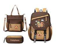 Generisch Capybara Sac à dos - Joli ensemble de papeterie pour enfants, sac à bandoulière de dessin animé pour un usage quotidien à l'école, les voyages et les vacances pour les enfants, a, Siehe