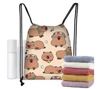 Generisch Capybara Sac à dos pour filles, sac à dos étanche avec cordon de serrage | Sac à dos de sport - Pour enfants femmes hommes Gym Entraînement école Voyage Randonnée, b, Siehe Beschreibung