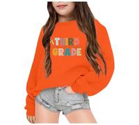 Generisch Cardigan 140 filles Sweat à capuche sweatshirts pour filles pour la vie quotidienne. Pull doux à manches longues col rond avec imprimé mignon pour l'école sœurs Pull pour deux filles, Orange