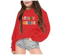 Generisch Cardigan 140 filles Sweat à capuche sweatshirts pour filles pour la vie quotidienne. Pull doux à manches longues col rond avec imprimé mignon pour l'école sœurs Pull pour deux filles, rouge