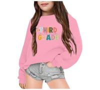 Generisch Cardigan 140 filles Sweat à capuche sweatshirts pour filles pour la vie quotidienne. Pull doux à manches longues col rond avec imprimé mignon pour l'école sœurs Pull pour deux filles, Rose