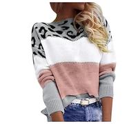 Generisch Cardigan Aiguille Mode Décontractée Motif Léopard Couleur Manches Longues Pull Pull Décontracté Top Femme Veste Sweat Avec Noir, Rose, L