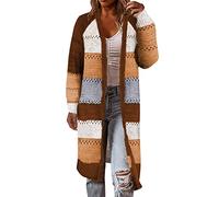 Generisch Cardigan bohème à manches longues pour femme avec devant ouvert - Pull léger pour une élégance décontractée, marron, M