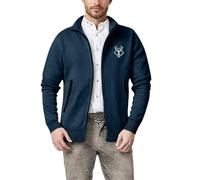 Generisch Cardigan brodé pour homme - Fermeture éclair intégrale - Coupe décontractée - Avec poche zippée - Pull en tricot doux et léger - Veste d'hiver confortable et pratique, bleu marine, XXL