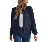 Generisch Cardigan décontracté pour femme avec fermeture éclair comme manteau léger à col montant pour les activités de loisirs quotidiennes et les aventures en plein air, Marine, M