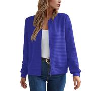 Generisch Cardigan décontracté pour femme avec fermeture éclair comme manteau léger à col montant pour les activités de loisirs quotidiennes et les aventures en plein air, bleu, S