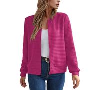 Generisch Cardigan décontracté pour femme avec fermeture éclair comme manteau léger à col montant pour les activités de loisirs quotidiennes et les aventures en plein air, Rose, XXL