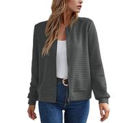 Generisch Cardigan décontracté pour femme avec fermeture éclair comme manteau léger à col montant pour les activités de loisirs quotidiennes et les aventures en plein air, gris, M