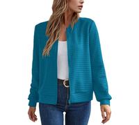 Generisch Cardigan décontracté pour femme avec fermeture éclair comme manteau léger à col montant pour les activités de loisirs quotidiennes et les aventures en plein air, bleu ciel, XXL