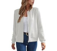 Generisch Cardigan décontracté pour femme avec fermeture éclair comme manteau léger à col montant pour les activités de loisirs quotidiennes et les aventures en plein air, Blanc., S