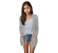 Generisch Cardigan décontracté pour tous les jours, idéal pour les enfants de 5 à 14 ans, compagnon d'été parfait avec des possibilités de style polyvalentes, gris, 5-6 ans