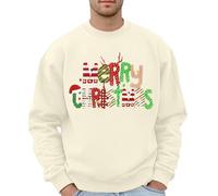 Generisch Cardigan d'hiver avec imprimé graphique pour homme | Sweat-shirt festif sans sweat-shirt bleu, beige, L