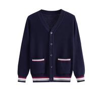 Generisch Cardigan en tricot avec poches pour enfants - Pour filles et garçons - Décontracté - Style étudiant - Style universitaire - Printemps - Automne - École - Cardigan en tricot - Loisirs