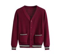 Generisch Cardigan en tricot avec poches pour enfants - Pour filles et garçons - Décontracté - Style étudiant - Style universitaire - Printemps - Automne - École - Cardigan en tricot - Loisirs
