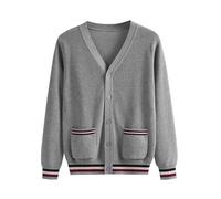 Generisch Cardigan en tricot avec poches pour enfants - Pour filles et garçons - Décontracté - Style étudiant - Style universitaire - Printemps - Automne - École - Cardigan en tricot - Loisirs