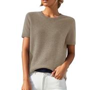Generisch Cardigan jaune moutarde à col rond, coupe ample, manches courtes, mélange de pulls, épais et tendance, cardigan long, kaki, M