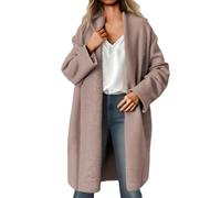 Generisch Cardigan léger ouvert sur le devant pour femme - Décontracté - Couleur unie - Élégant - Longue veste softshell - Col rabattu - Manches longues - Manteau d'hiver - Veste de travail classique