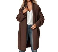 Generisch Cardigan léger ouvert sur le devant pour femme - Décontracté - Couleur unie - Élégant - Longue veste softshell - Col rabattu - Manches longues - Manteau d'hiver - Veste de travail classique