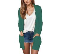Generisch Cardigan léger pour femme avec ouverture sur le devant pour la transition - Pull fin à manches longues - Manteau décontracté à boutons, vert, XXL