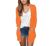 Generisch Cardigan léger pour femme avec ouverture sur le devant pour la transition - Pull fin à manches longues - Manteau décontracté à boutons, Orange, M
