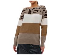 Generisch Cardigan Noël Femme Bloc de Couleur pour Femme Pull Décontracté à Manches Longues Pull Couche Élégant Pull Femme Pull Hiver Chaud Col Roulé, marron, M