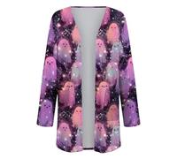 Generisch Cardigan pour femme avec motif fantômes galactiques - Veste légère et ouverte - Couvre-lit magique pour Halloween et le quotidien, Style_h01 violet, L