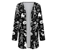 Generisch Cardigan pour femme avec motif fantômes galactiques - Veste légère et ouverte - Couvre-lit magique pour Halloween et le quotidien, Style_h03 noir, L