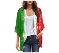 Generisch Cardigan pour Femmes Cardigan Femme Championnat d'Europe de Football Italie Portugal Imprimé Décontracté Couleur Unie Femmes Cardigan en Grosse Maille Colorée Couleur Unie Décontractée,
