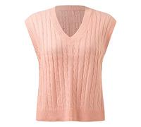 Generisch Cardigan sans manches pour femme - Imprimé décontracté - Sans manches - Col en V - Maille côtelée - Fendu - Pull - Gilet - Blouse - Gilet de tennis pour femme, a, L