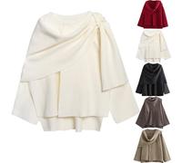 Generisch Cardigan surdimensionné pour femme - Cardigan à manches longues et boutons - Manteau d'hiver, Blanc., M